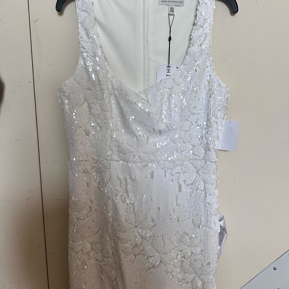 NWT Dress the Population Saylor Sequin Floral Cocktail Minidress